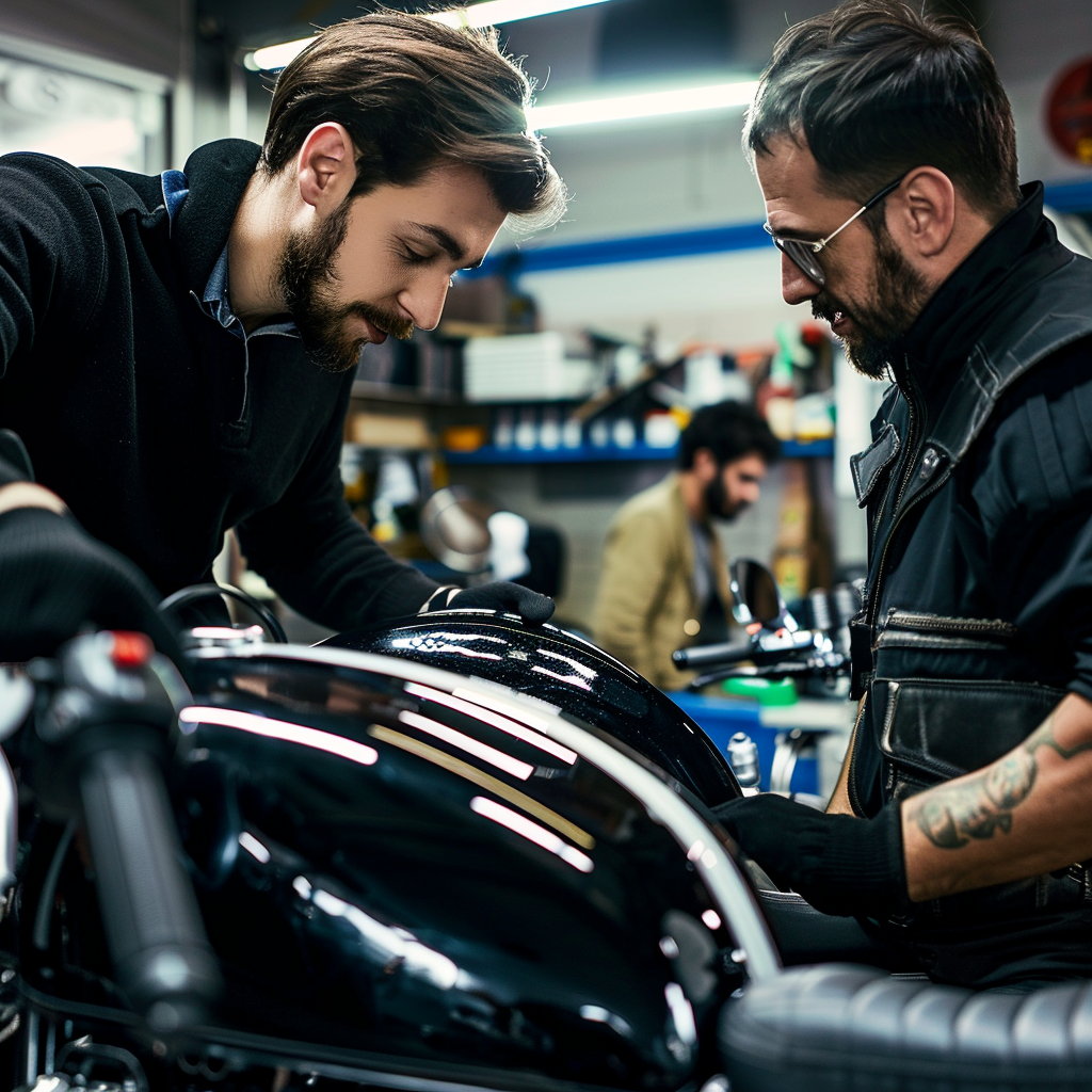 Smash Repairs Phuket Bodywork, Panel Beating & Smash Repairs in Phuket Davidv. 56221 Envision A Motorbike Owner Inspecting The Tank Af 955f0ba2 Dab2 43ae Bc31 6d163fa84520