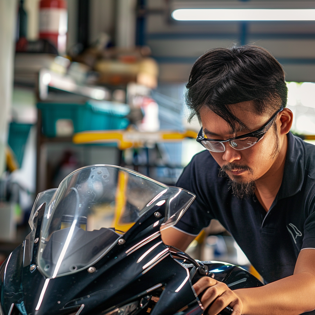Smash Repairs Phuket Bodywork, Panel Beating & Smash Repairs in Phuket Davidv. 56221 Envision The Motorbike Owner Examining The Newly 8d65ed0b B1c6 4e05 B415 Bef768dc7d7d