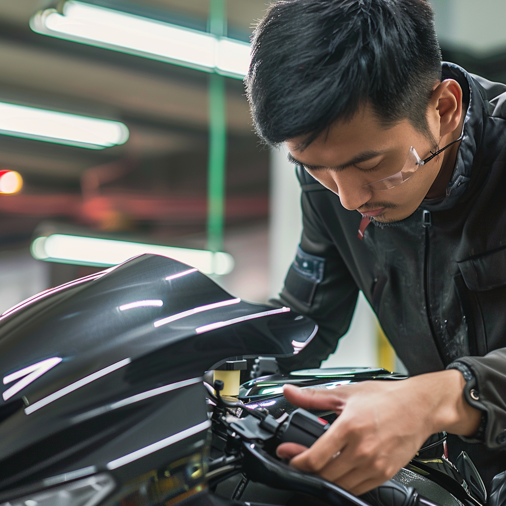 Smash Repairs Phuket Bodywork, Panel Beating & Smash Repairs in Phuket Davidv. 56221 Envision The Motorbike Owner Inspecting Their New 78521587 2d44 4340 9d3a 68616d54e324