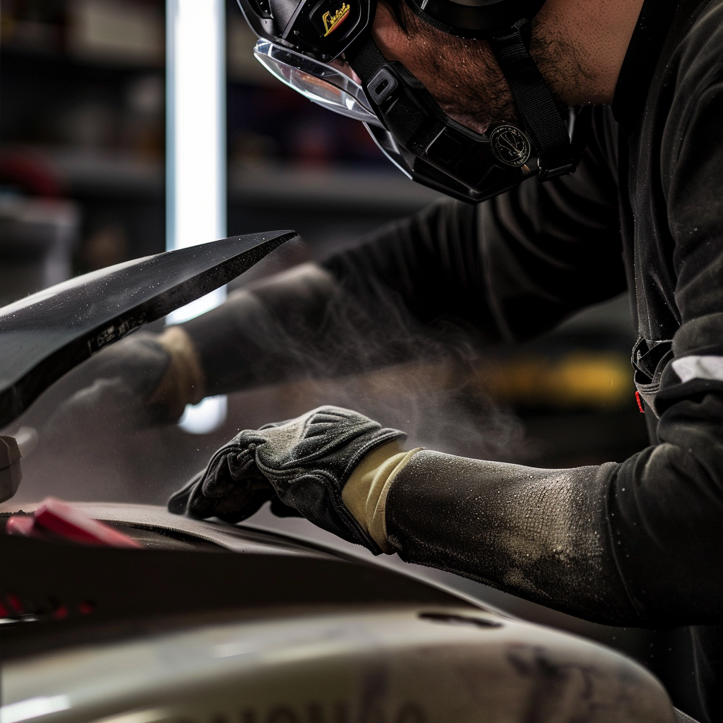 Smash Repairs Phuket Bodywork, Panel Beating & Smash Repairs in Phuket Davidv. 56221 Picture A Technician Sanding Down The Repaired Ar Ed07b8f6 F663 40df B7f3 0dd0ac98b121
